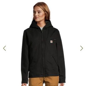 Woman’s Black Washed Cotton Duck Sherpa Lined Jacket